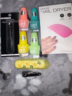 L.A. Colors Gel Shine Nail Polish Set in Coral, Teal, Yellow, Lime